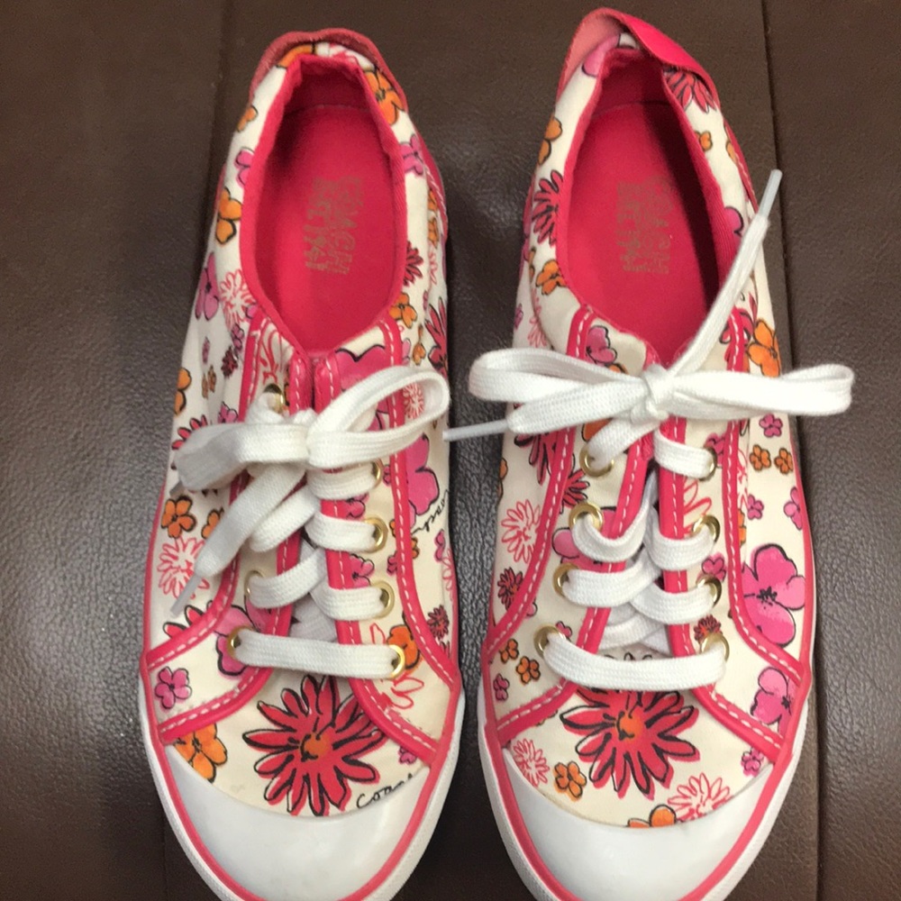 Coach Barrett Pink Flower Tennis Shoes